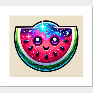 Slice of a Cute Kawaii Galaxy Watermelon Posters and Art